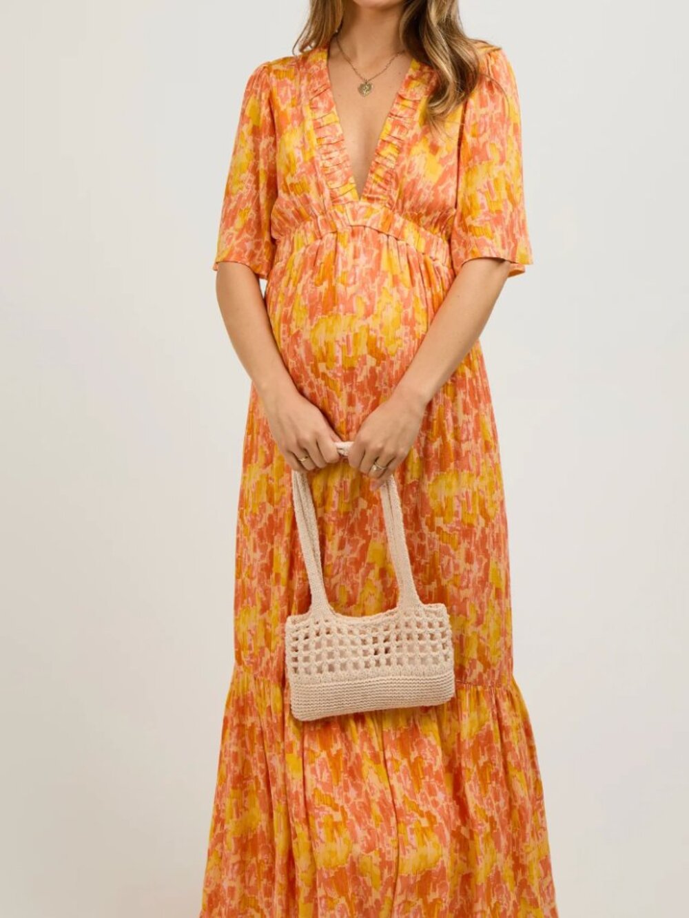Pinkblush Orange & Yellow Maxi Maternity Dress